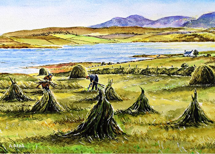 Land Greeting Card featuring the painting The Harvest by Andrew Read