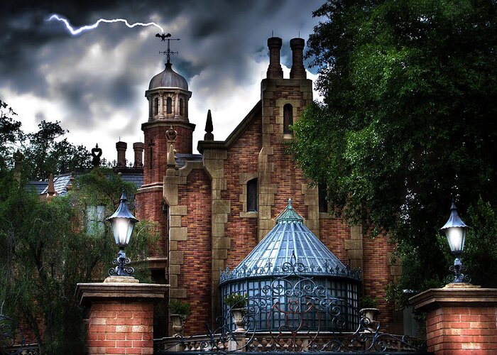 Disney Greeting Card featuring the photograph The Haunted Mansion by Mark Andrew Thomas