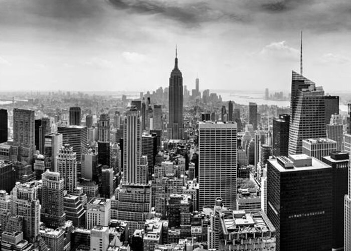 New York Greeting Card featuring the photograph New York City Skyline BW by Az Jackson