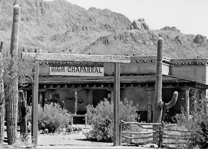 The High Chaparral Set With Sign Old Tucson Arizona 1969-2016 Greeting Card featuring the photograph The High Chaparral set with sign Old Tucson Arizona 1969-2016 by David Lee Guss