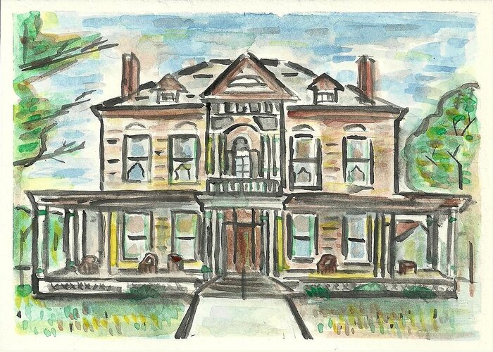 Building Greeting Card featuring the painting The Historic Dayton House by Matt Gaudian