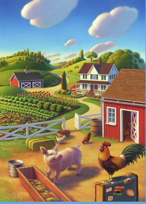 Farm Scene Greeting Card featuring the painting Welcome Home by Robin Moline