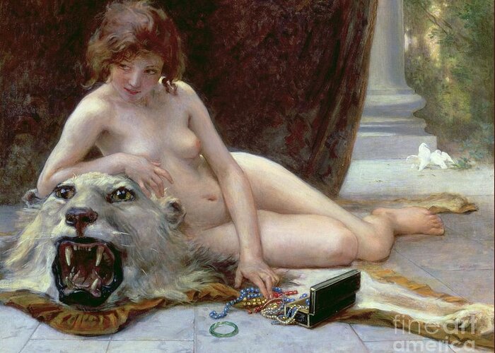 Nude Greeting Card featuring the painting The Jewel Case by Guillaume Seignac