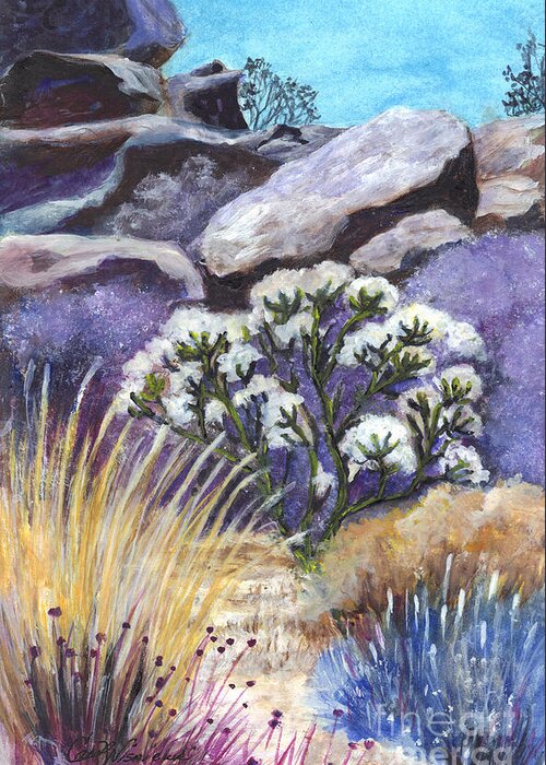 Desert Greeting Card featuring the painting The Joshua Tree by Carol Wisniewski