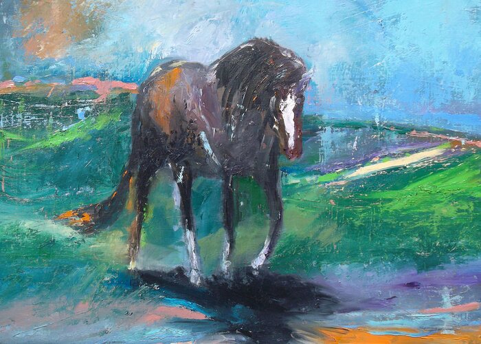 Horse Greeting Card featuring the painting The Journey Home by Susan Esbensen