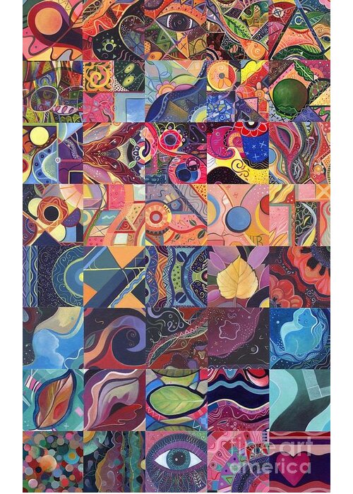 Abstract Greeting Card featuring the painting The Joy of Design First 40 Variation 1 by Helena Tiainen