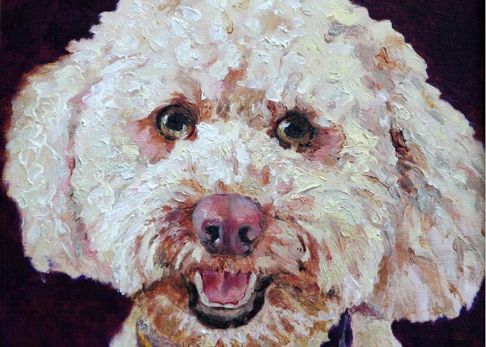 Dogs Greeting Card featuring the painting The Labradoodle by Portraits By NC