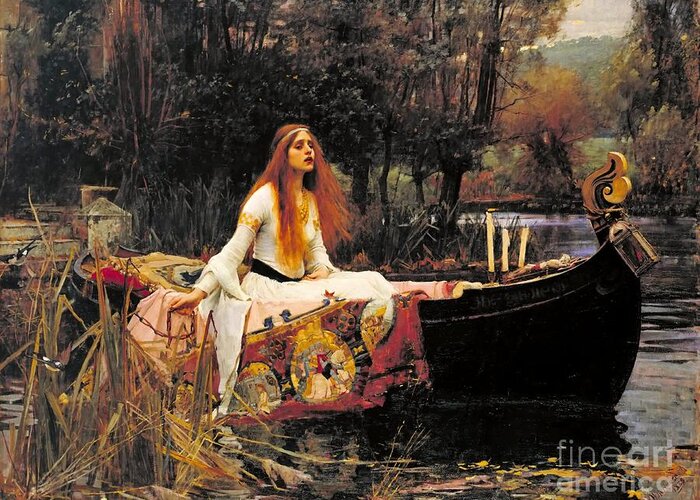 Tennyson Greeting Card featuring the painting The Lady of Shalott by John William Waterhouse by Heidi De Leeuw