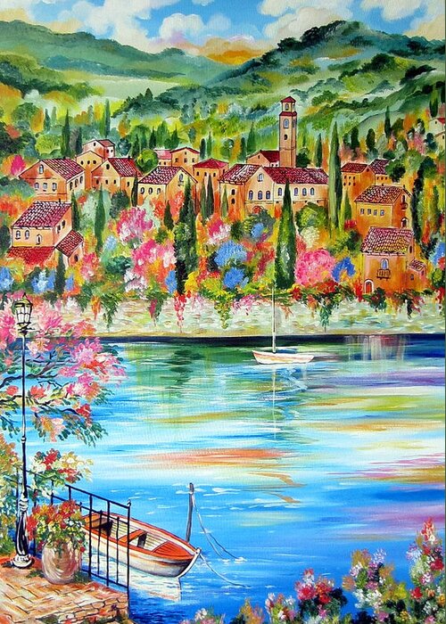 Lake Greeting Card featuring the painting The Lake by Roberto Gagliardi