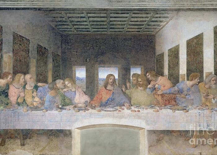 The Greeting Card featuring the painting The Last Supper by Leonardo da Vinci