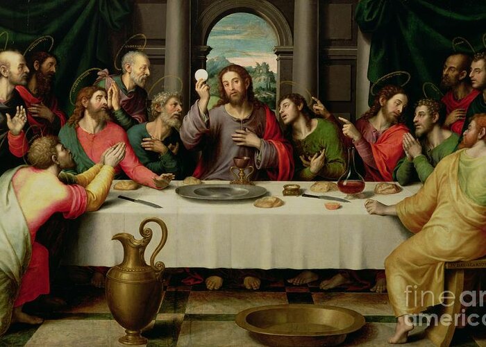 #faatoppicks Greeting Card featuring the painting The Last Supper by Vicente Juan Macip