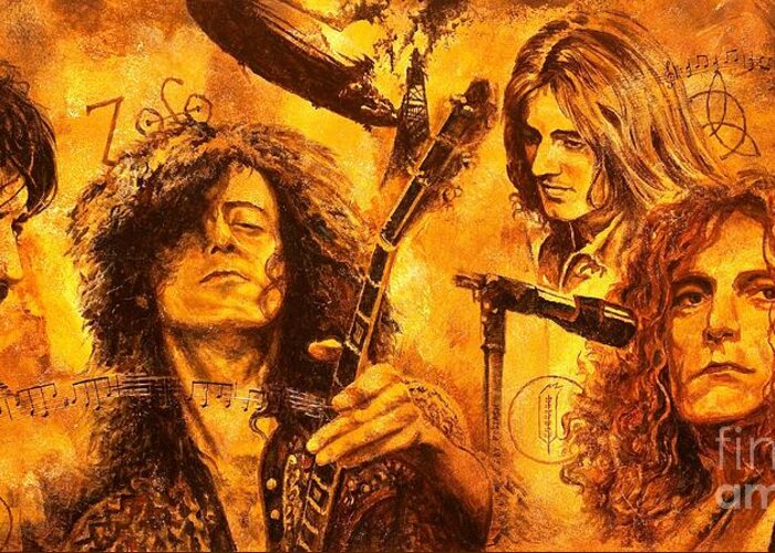 Led Zeppelin Greeting Card featuring the painting The Legend by Igor Postash