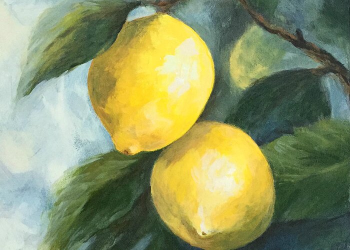 Lemon Greeting Card featuring the painting The Lemon Tree by Torrie Smiley