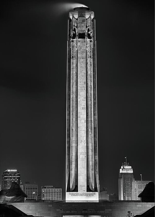 Kansas City Greeting Card featuring the photograph The Liberty Memorial Black and White by JC Findley