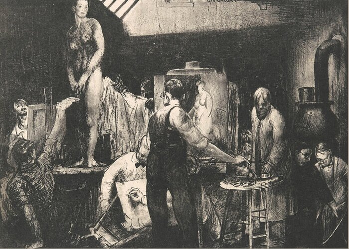 19th Century Art Greeting Card featuring the relief The Life Class, Second Stone by George Bellows