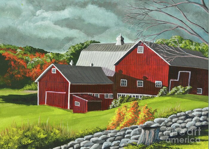 Barn Painting Greeting Card featuring the painting The Light After The Storm by Charlotte Blanchard