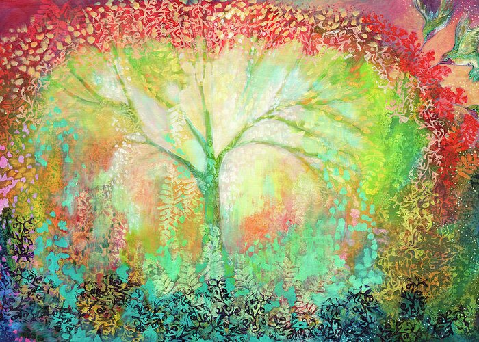 Tree Greeting Card featuring the painting The Light Within by Jennifer Lommers