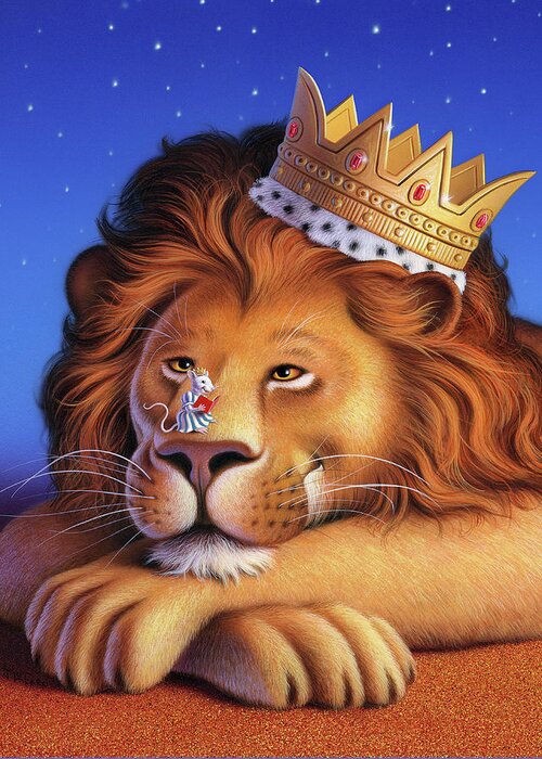 Lion Greeting Card featuring the painting The Lion King by Jerry LoFaro