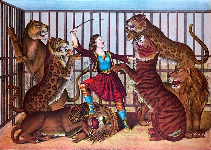 Lions Greeting Card featuring the painting The lion queen print, 1874 by Vincent Monozlay