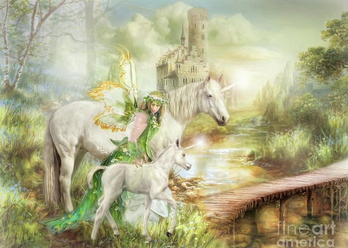 Unicorn Greeting Card featuring the digital art The Littlest Unicorn by Trudi Simmonds