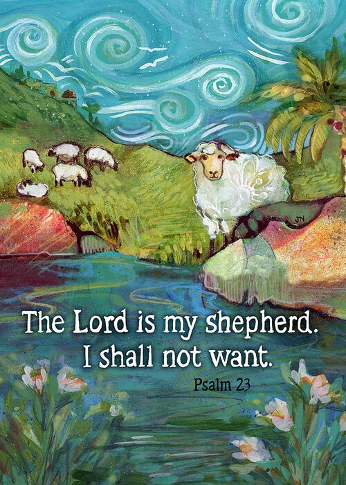 Jen Norton Greeting Card featuring the painting The Lord is My Shepherd by Jen Norton