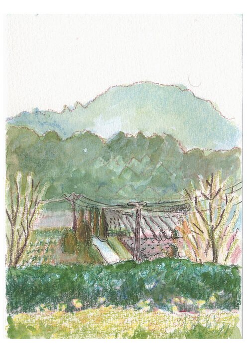 Landscape Greeting Card featuring the painting The Luberon valley by Tilly Strauss