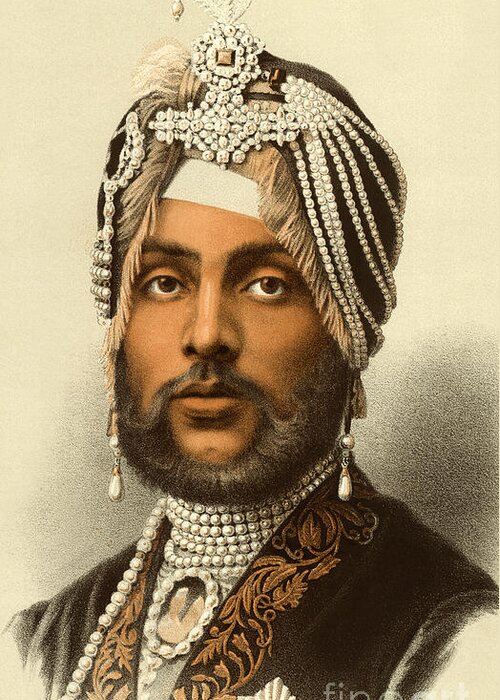 The Maharajah Duleep Singh Greeting Card featuring the drawing The Maharajah Duleep Singh by English School