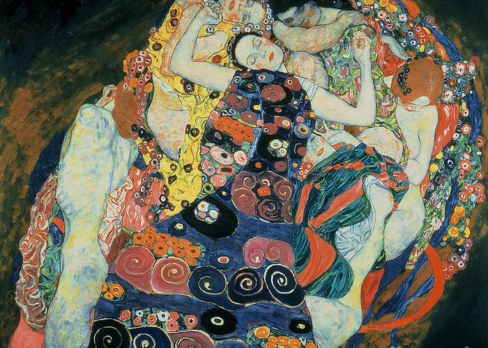 The Maiden Greeting Card featuring the painting The Maiden by Gustav Klimt