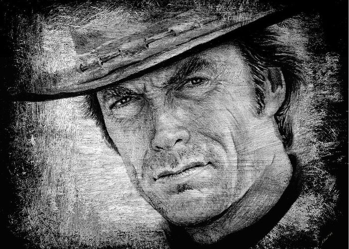 Clint Eastwood Greeting Card featuring the painting The Man with no name by Andrew Read