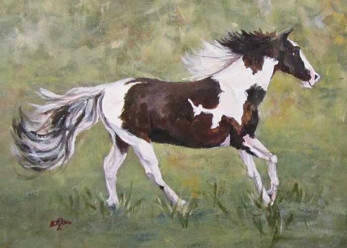 Horse Greeting Card featuring the painting The Mare by Barbara O'Toole