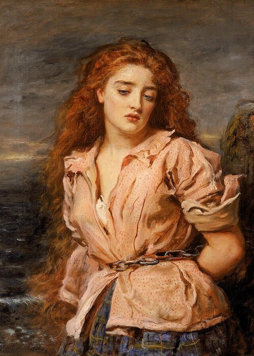 19th Century English Painters Greeting Card featuring the painting The Martyr of the Solway, from circa 1871 by John Everett Millais