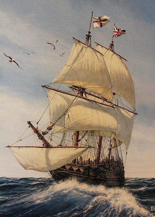 Mayflower Greeting Card featuring the painting The Mayflower by Dan Nance