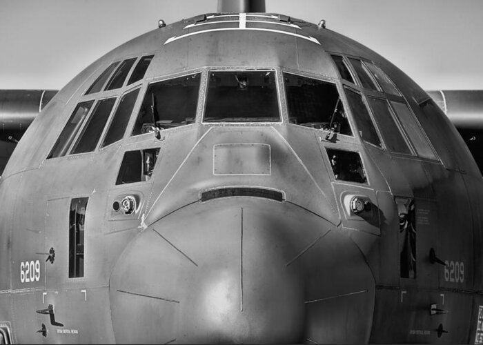 The Mc-130j Commando Two Greeting Card featuring the photograph The MC-130J in Black and White by JC Findley
