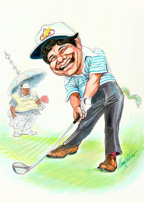 Lee Trevino Greeting Card featuring the drawing The Merry Mex by Harry West