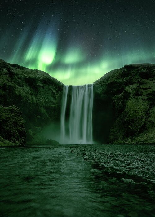 Skogafoss Greeting Card featuring the photograph The Mighty Skogafoss by Tor-Ivar Naess