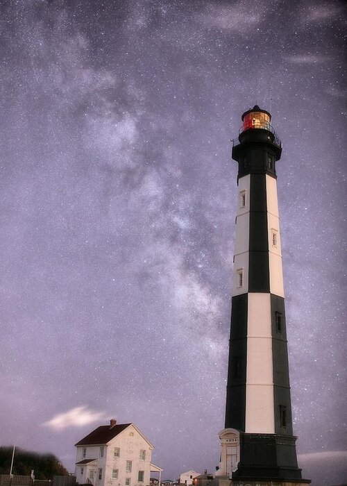 Lighthouse Greeting Card featuring the photograph The Milky Way Over Cape Henry by JC Findley
