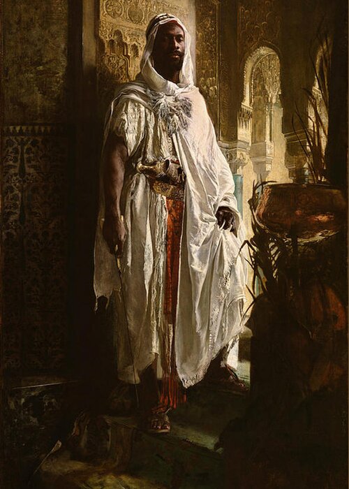 Eduard Charlemont Greeting Card featuring the painting The Moorish Chief by MotionAge Designs