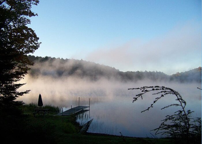 Water Greeting Card featuring the photograph The Morning Mist by Jackie Mueller-Jones