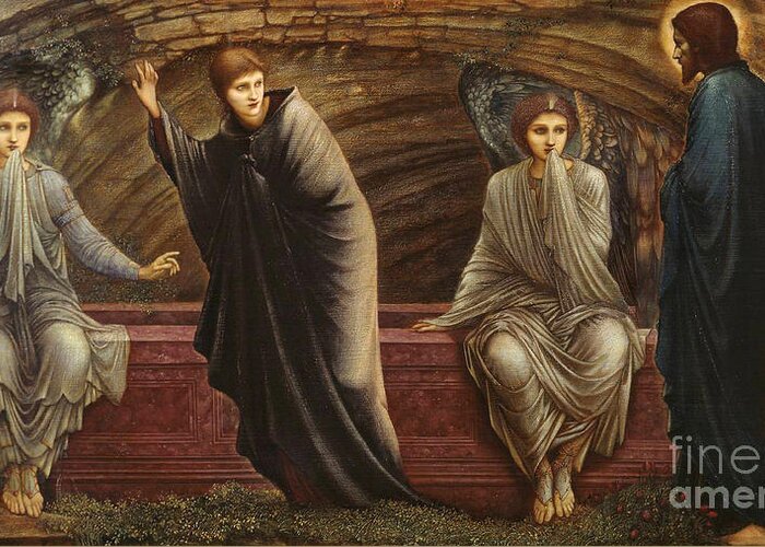 The Morning Of The Resurrection 1886 Sir Edward Coley Burne-jones Greeting Card featuring the painting The Morning of the Resurrection by MotionAge Designs