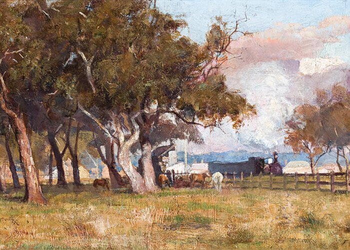 Frederick Mccubbin Greeting Card featuring the painting The Morning Train by Frederick Mccubbin
