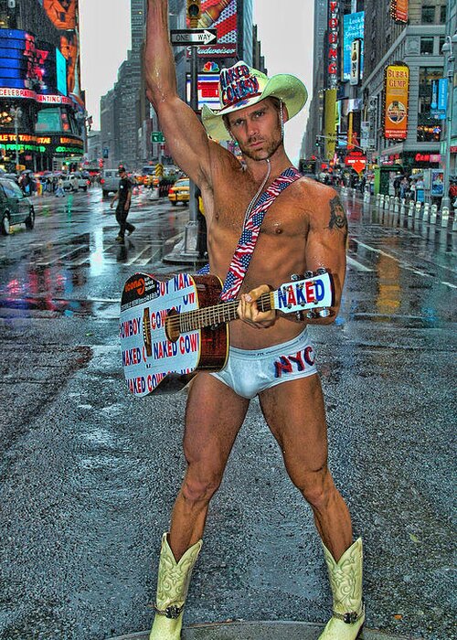 New Greeting Card featuring the photograph The Naked Cowboy by Allen Beatty