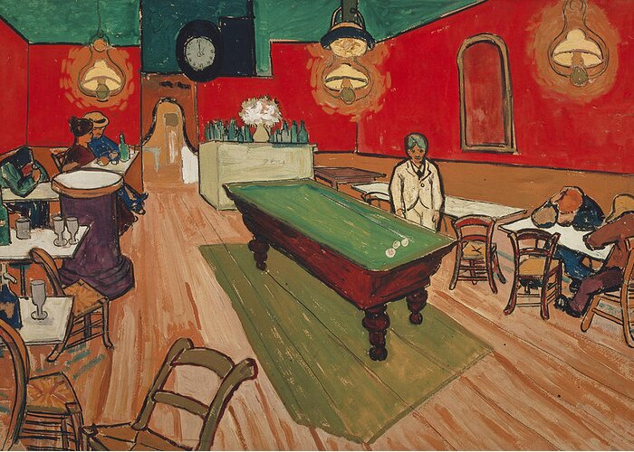 The Night Cafe In Arles Greeting Card featuring the painting The Night Cafe in Arles by Vincent van Gogh