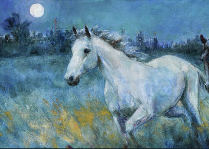 Horses Greeting Card featuring the painting The Night Horses by Tracie Thompson