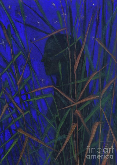 Night Greeting Card featuring the painting The Night by Julia Khoroshikh