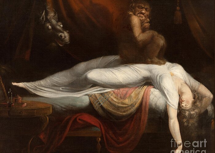 The Greeting Card featuring the painting The Nightmare by Henry Fuseli