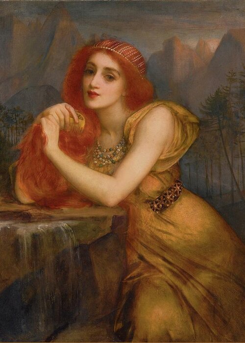 Charles Edward Hall 1846-1914 Lorelei Greeting Card featuring the painting The Nymph Of The Rhine by MotionAge Designs