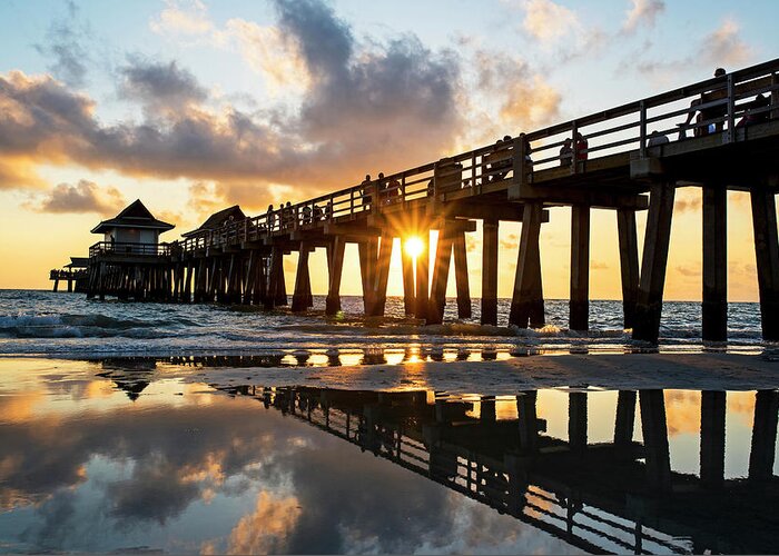 Naples Greeting Card featuring the photograph Naples pier at sunset Naples Florida by Toby McGuire