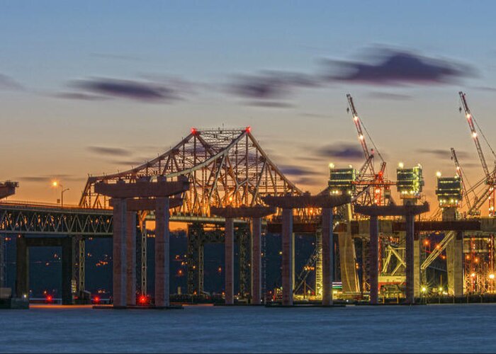 Tappan Zee Bridge Greeting Card featuring the photograph The Old and The New by Angelo Marcialis