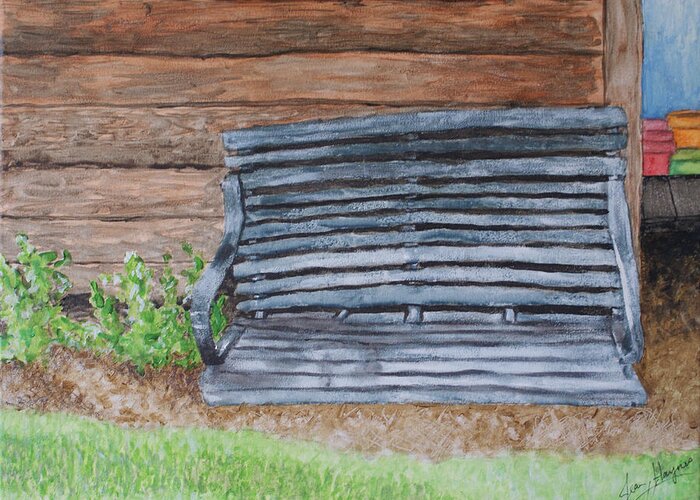 Shed Greeting Card featuring the painting The Old Porch Swing by Jean Haynes
