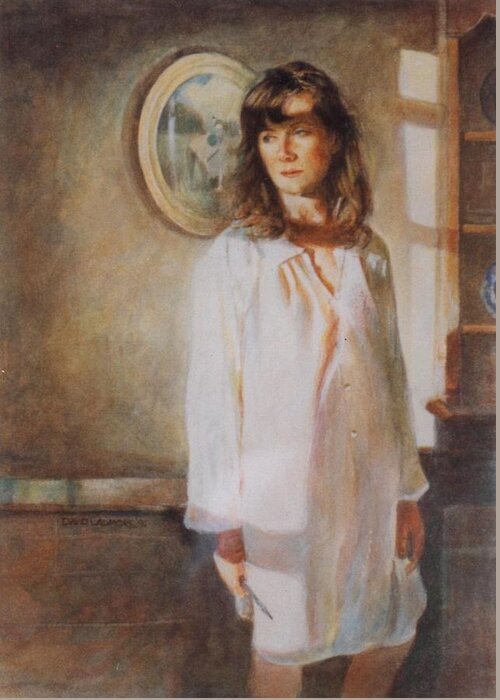 Portrait Greeting Card featuring the painting The Old Watercolour by David Ladmore